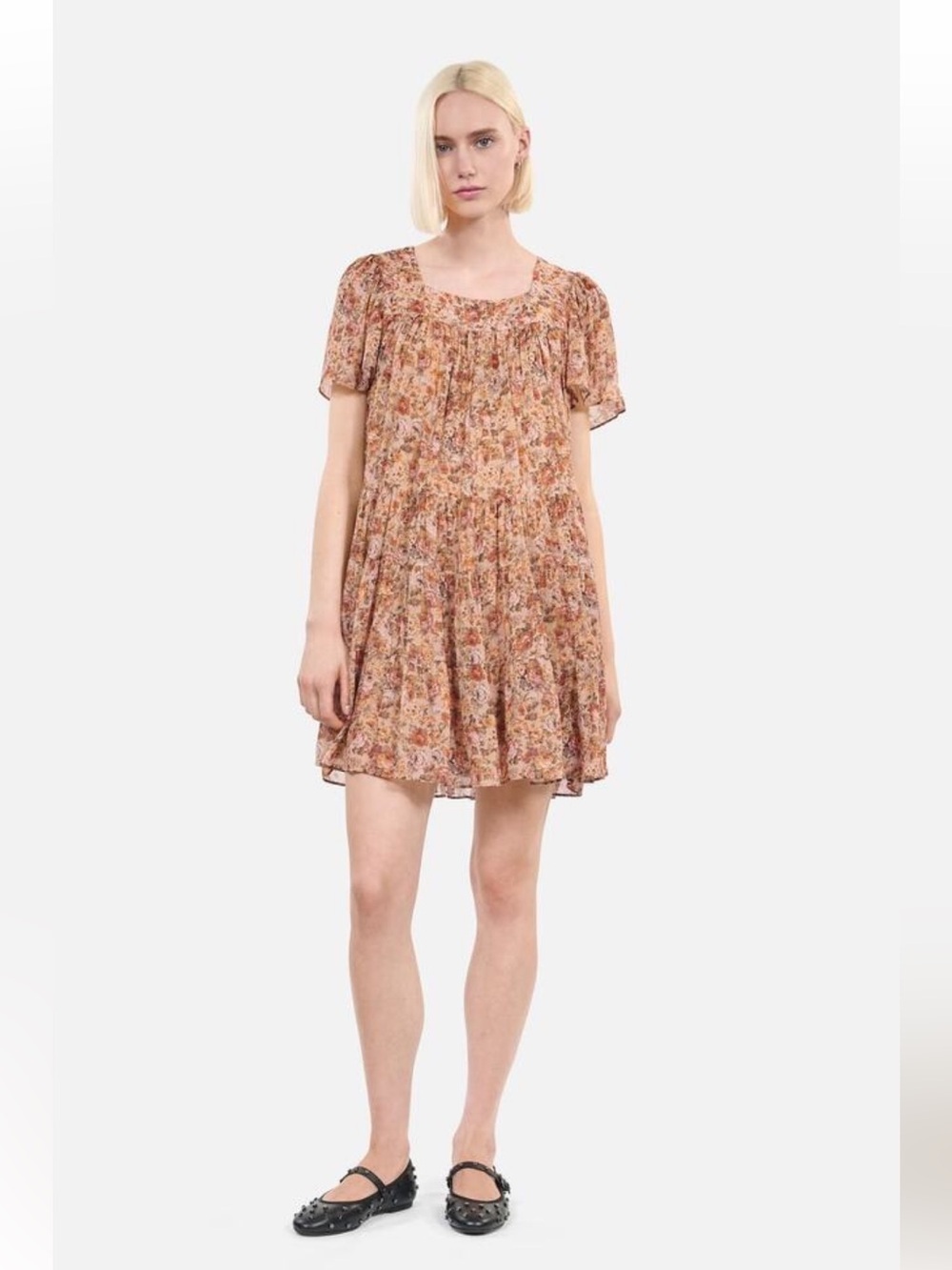 The Kooples CAMEL SHORT FLORAL PRINT DRESS Size 2